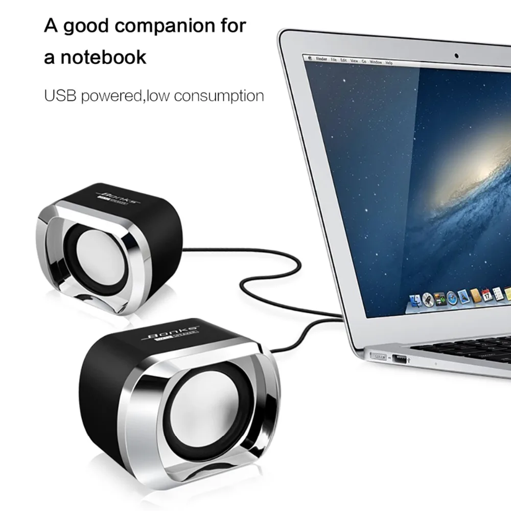 

Fuloophi 1 Pair Mini Portable USB Stereo Speakers Clip-on line Controller Soundbar for Desktop Laptop Notebook Mp3 PC Computer