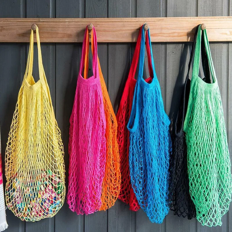 

1Pc Portable arrival Women Shopping Bags Fruit String Grocery Tote Mesh Woven Net Bag Photography Props High Quality