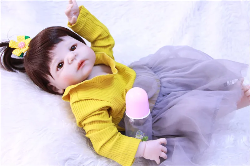 Детская кукла «реборн» 55 см menina de Doll Silicone menina Reborn реалистичные куклы ручной работы 22 дюйма винил completa игрушки для младенцев
