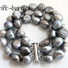 3 нити 12 мм 8 ''Серый искусственный жемчуг в стиле барокко браслет