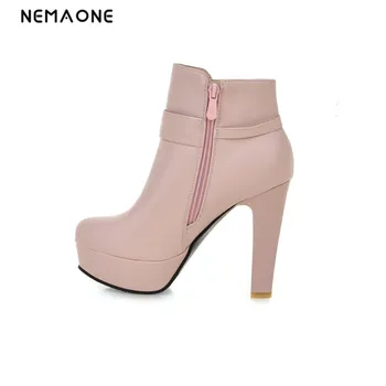 

NEMAONE Autumn winter new arrival hot sale women boots thick high heels round toe platform restoring fashion ankle boots
