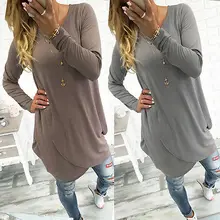NEW Fashion Women Fashion Casual Long Sleeve T-Shirts Tops Ladies Loose Long T-Shirt