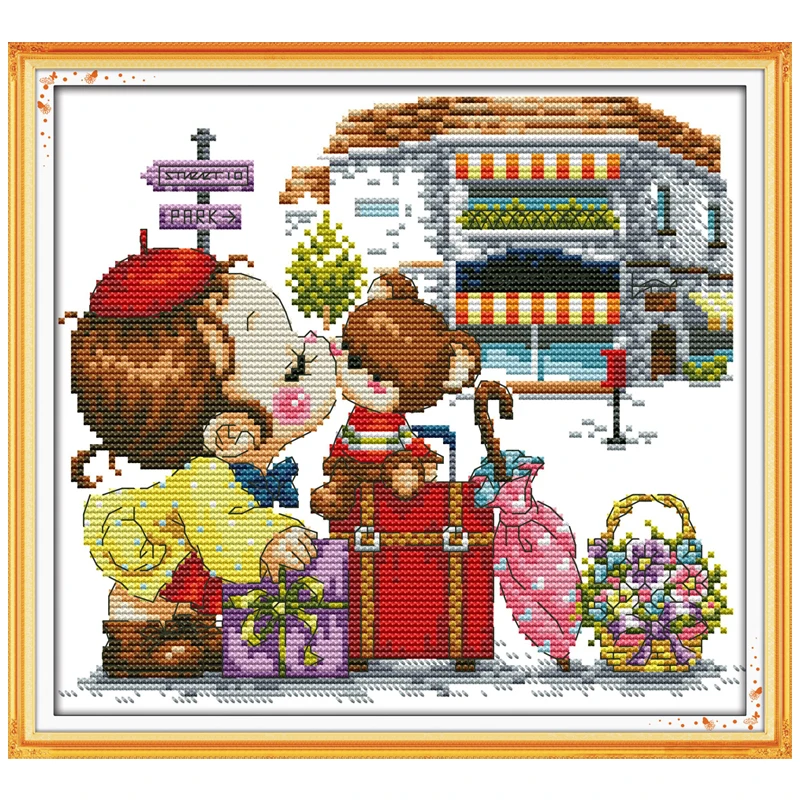 Kiss(girl) Counted Cross Stitch 11CT Picture Printed 14CT Cross Stitch