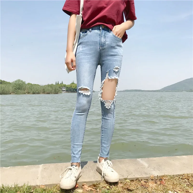 Hole Ripped Jeans sexy Women Boyfriend 