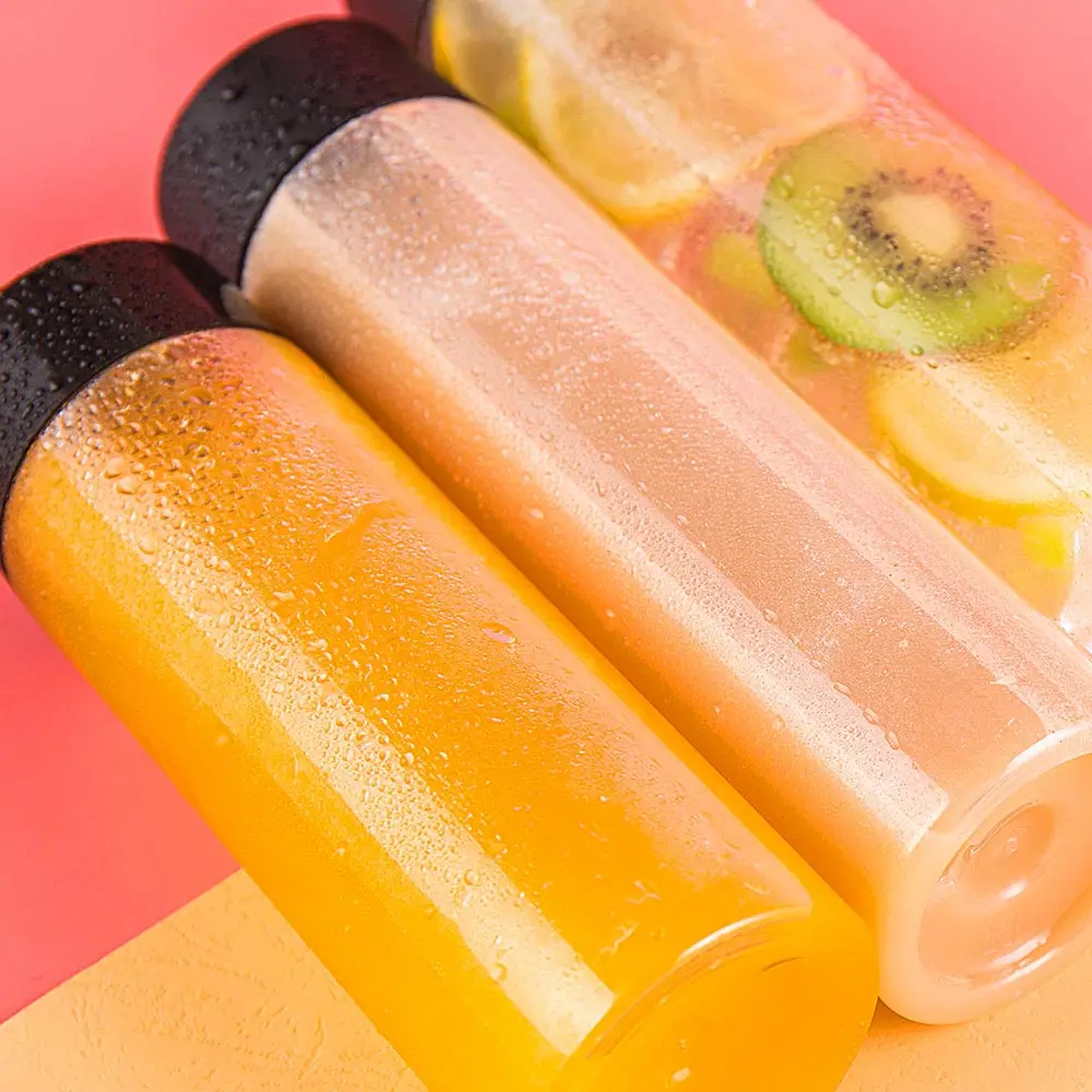 Plastic Water Bottles 300/400/500/600ml PET bottle for water drink Disposable My bottle Leakproof pattern