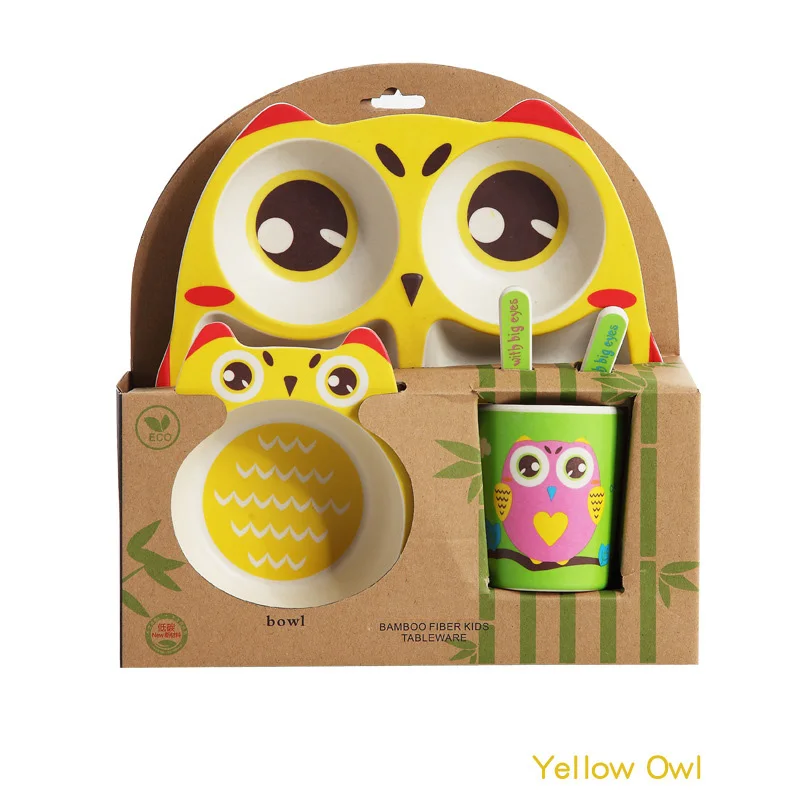 Creative owl baby Plate bow cup Forks Dinnerware lunch box tableware