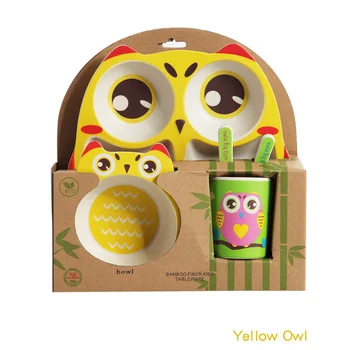 

Creative owl baby Plate bow cup Forks Dinnerware lunch box tableware set feeding Set Let the children fall in love with eating