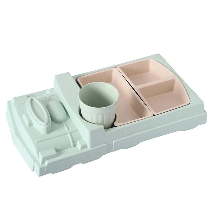 

Baby Food Divided Plate Set Bamboo Fiber Storage Tray Cup Container Infant Feeding Kids Tableware 2018ing
