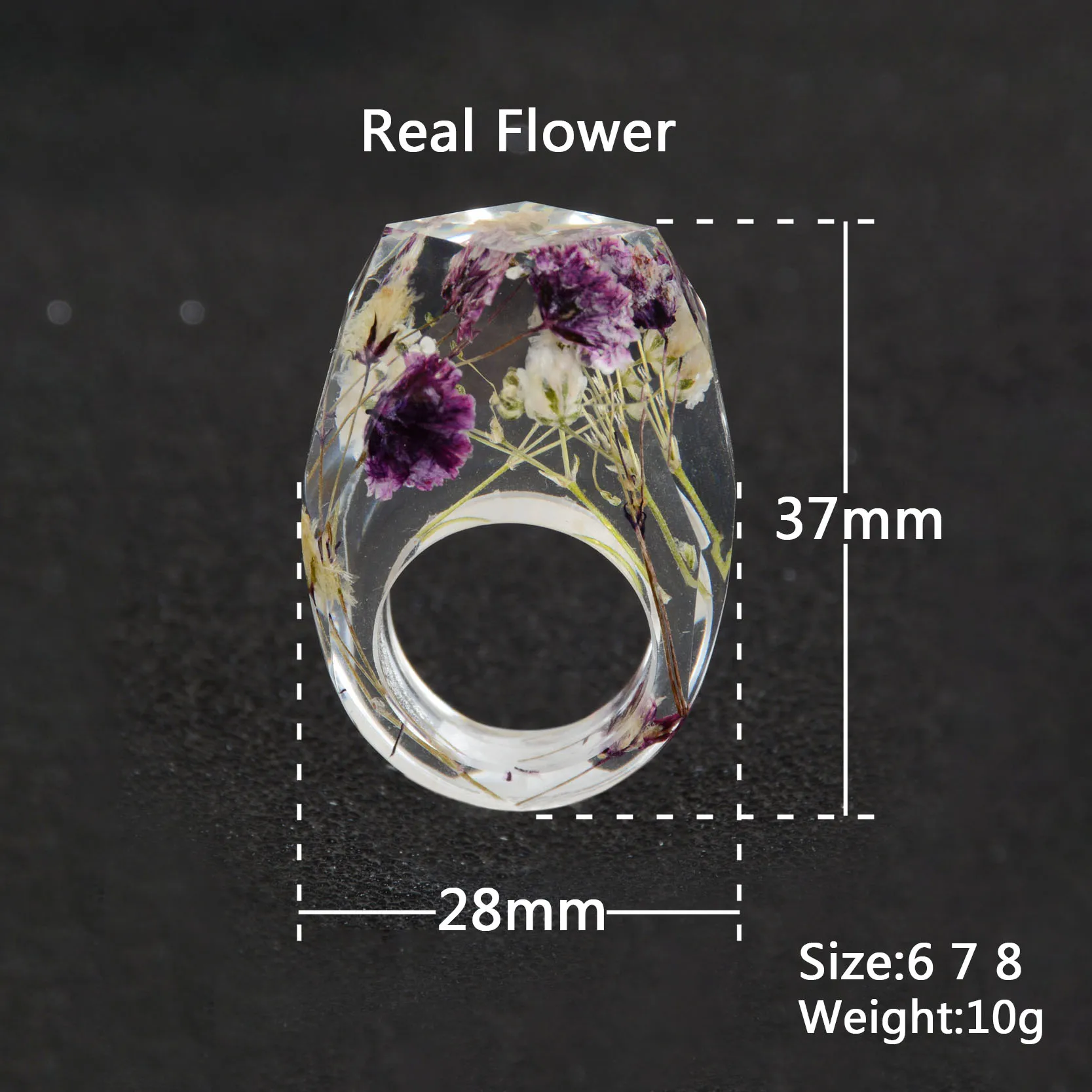 Прозрачная смола инкрустация высушенный цветок смолы кольцо для женщин аксессуары для свадьбы, помолвки