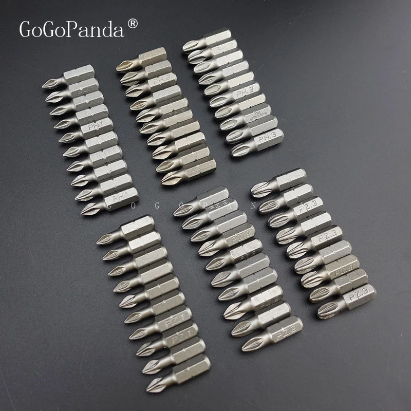 

10Pcs/Lot 25mm CR-V PZ/PH Pozidrive Phillips Bits Hex Shanked Anti Slip Screwdriver Bits Magnetic Single Head PZ1 PZ2 PZ3 6.35mm