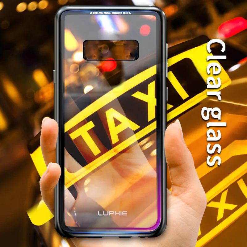 Магнитный чехол LUPHIE для samsung Galaxy S10 Plus S10e, Магнитный чехол, прозрачная Задняя стеклянная крышка для samsung S10 Plus S10e, металлический бампер