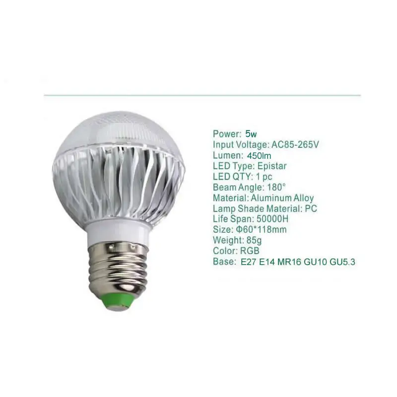 50 шт. Регулируемая GU10 E27 GU5.3 E14 RGB Светодиодная лампа 5 Вт лампочка AC85 265V + 12 В