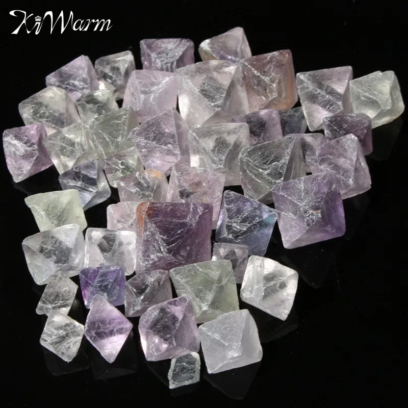

KiWarm Fashion 50g Crystal Specimens Fluorite Octahedron Stones Healing Crystal Gemstones Fish Tank Aquarium Decor 8mm-18mm