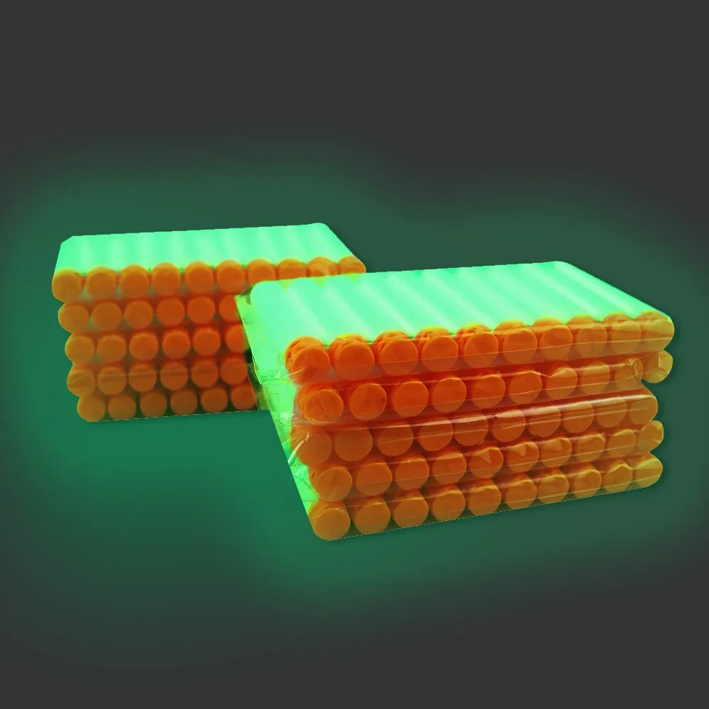 Luminous 100Pcs Soft Toy Gun Bullets Round Head Air Hole Foam Darts Bullet 7.2cm Air Soft Gun Pistol bullets