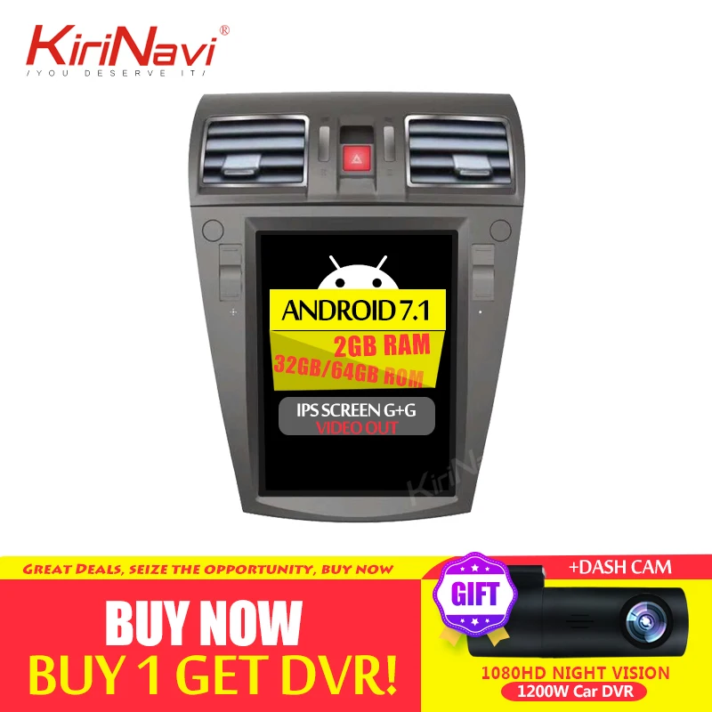 Perfect KiriNavi Telsa Style Vertical Screen 10.4‘’ 1 din android 7.1 multimedia car dvd player For Subaru Forester automotivo head unit 1