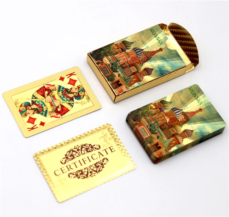 1 Deck 36pcs Russia poker 24K Golden foil nail Playing Cards PVC Waterproof Creative Poker cards Plastic durable game cards