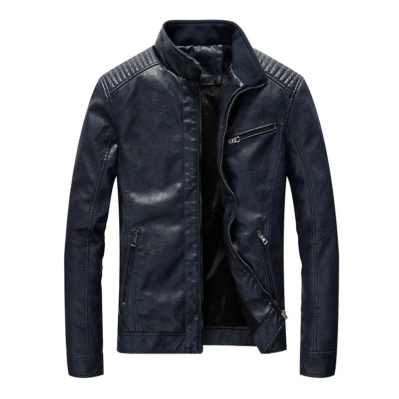 Dream Vine Motorcycle Leather Jackets Men Solid Business Casual Coats Autumn Winter Leather Clothing Bomber Jacket for Male 3XL