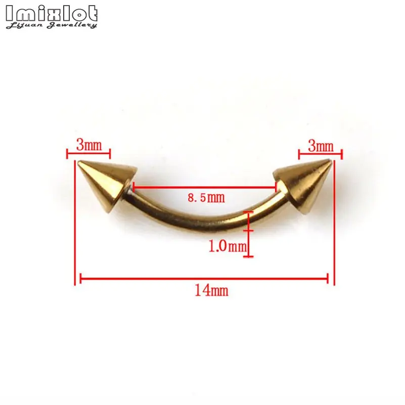 5 шт./лот, титановая анодированная цветная изогнутая штанга, двойной шип, кольцо для пирсинга бровей, банановая штанга, модные ювелирные изделия, 18 г - Окраска металла: 109