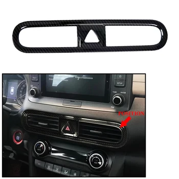 

JEAZEA Carbon Fiber ABS Car Air Outlet Vent Auto Central Console Frame Trim Cover For Hyundai Kona Encino 2018 2019