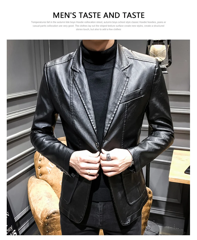 Мужская осенне-зимняя брендовая рок кожаная куртка, мотоциклетная куртка, Мужская тонкая кожаная одежда, мужская кожаная куртка S-3XL