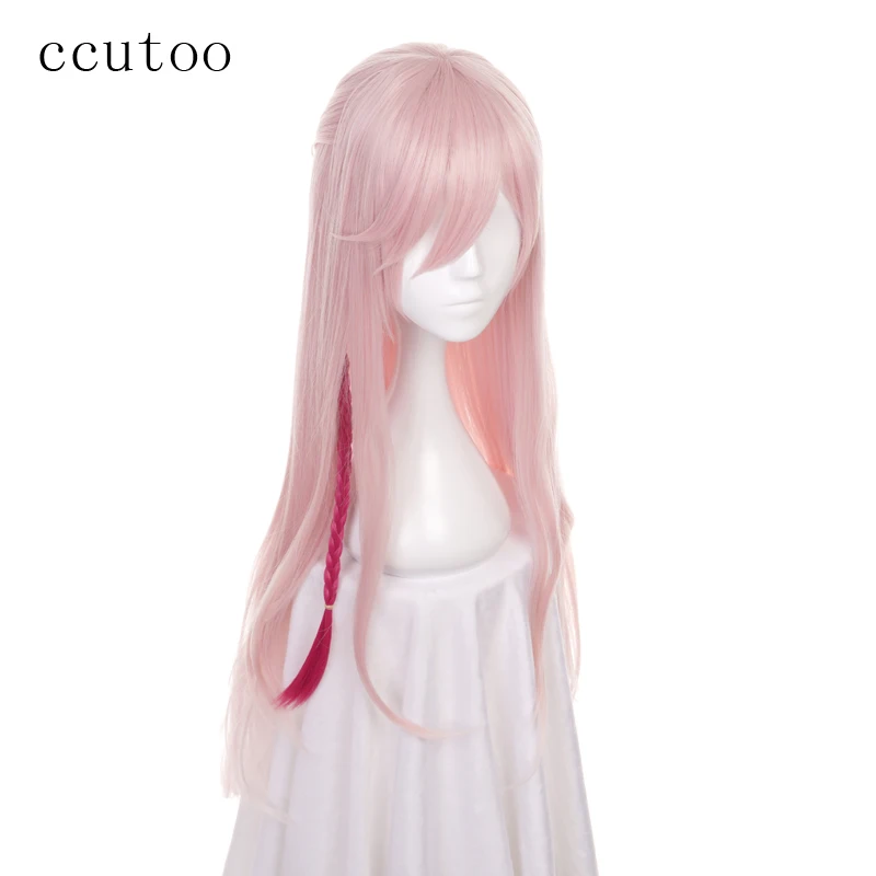 

ccutoo 80cm Pink Red Mix Long Straight Braid Hairstyles Synthetic Wig For Female's Cosplay Costume Wigs Heat Resistance Hair