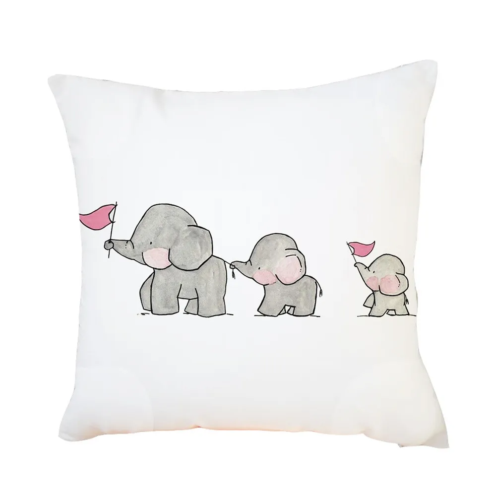 

Exquisite Pillow Cover Case Waist Cushion Cover Elephant Cartoon animal pattern Sofa Home Decor housse de coussin