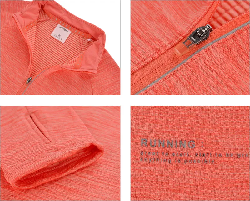 Распродажа) Li-Ning Женская футболка для бега теплый флис длинный рукав 95% полиэстер 5% спандекс подкладка спортивный топ ATLN068 WTL1408