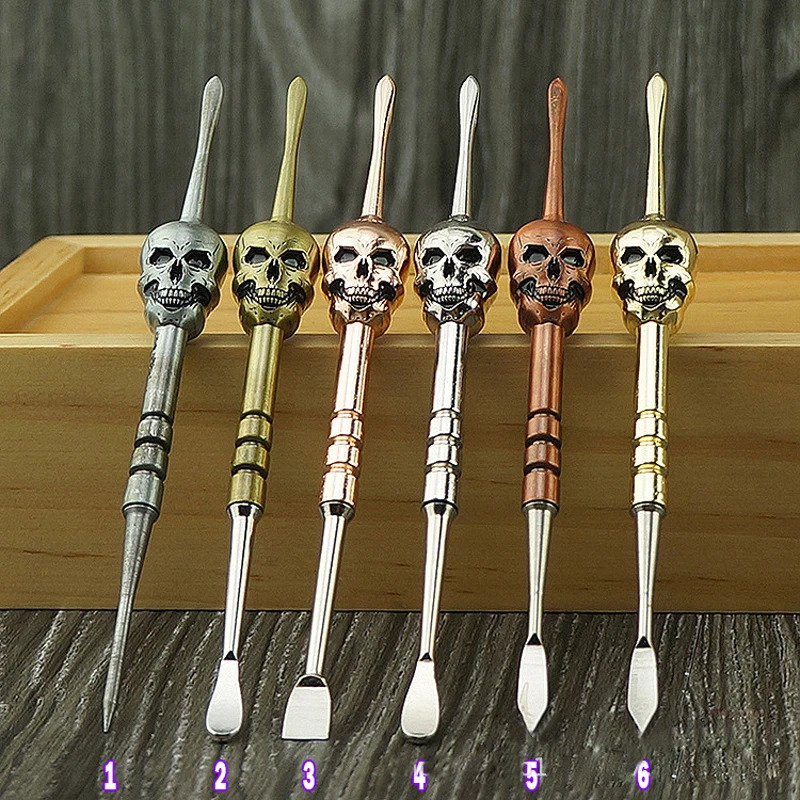 

Skull Design Wax Dabber Tools 120mm Disassembled Dab Jar Tool Metal For Dry Herb Vaporizer Atomizer Vax Solid E Juice