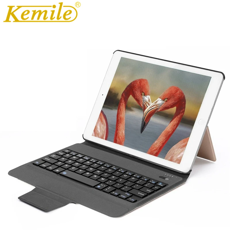 Case for iPad 2017 2018 9.7 W Bluetooth Keyboard,Kemile Ultra Slim Auto sleep leather Stand Cover For iPad 2018 A1893 A1954 Case
