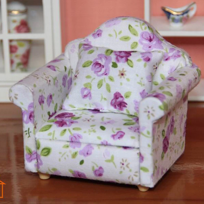112 Dollhouse Living Room Single Sofa furniture Doll for Play Armchair