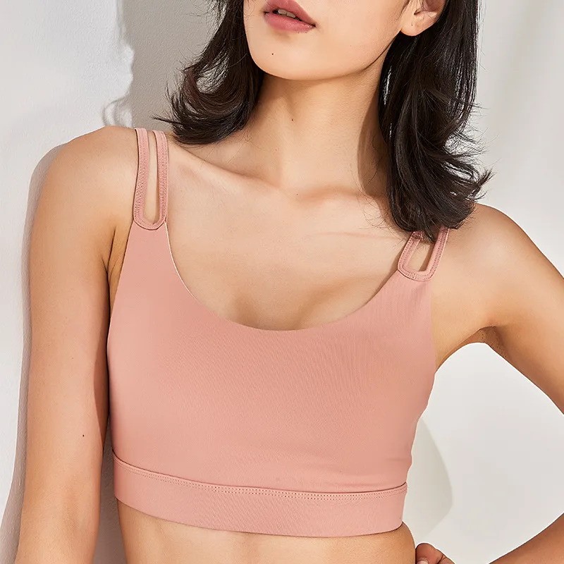

Double Shoulder Strap Sports Bra Running Yoga Dance Thin Shoulder Strap Sports Underwear Fitness