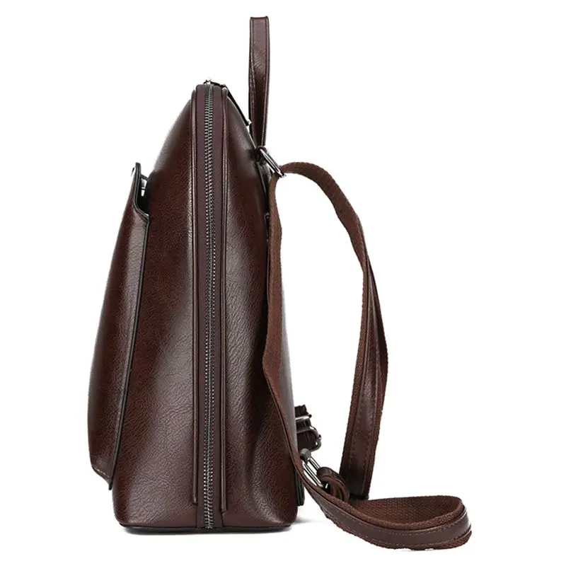 Винтажный рюкзак женский кожаный женский рюкзак большой емкости школьная сумка для девочек сумка на плечо для женщин коричневый
