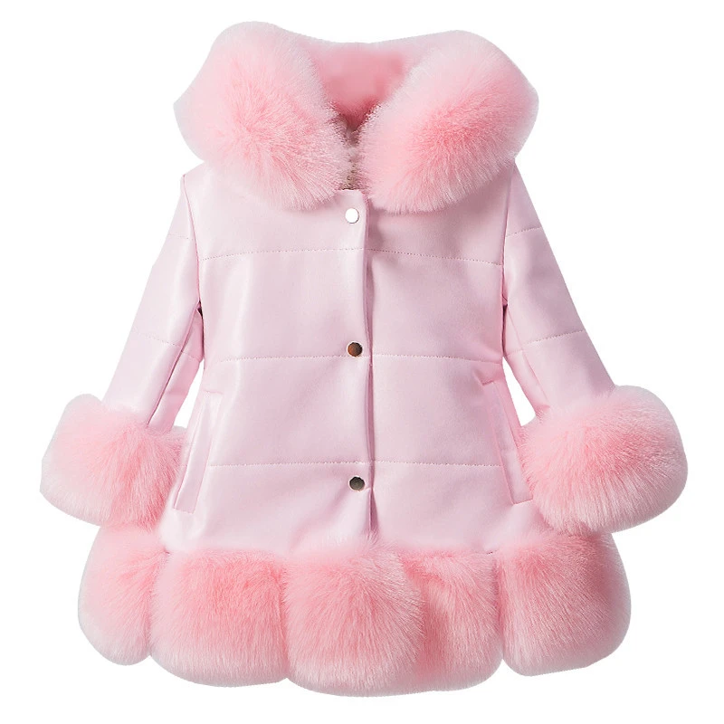 baby girl down coat cute faux fur 