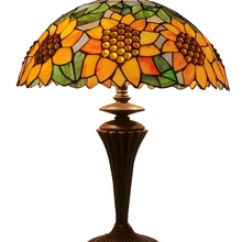 16 дюймов лампа Подсолнечник Тиффани лампы светильники для спальни американская пасторальная прикроватная Витражная Лампа для ручной сварки