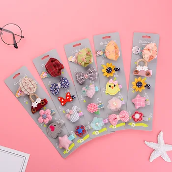 

New Arrival 5pcs Baby Girls Cute Headwears Kids Bowknot Flower Hairpins Sets Headbands Headdress Newborn Hair Accessories Gift