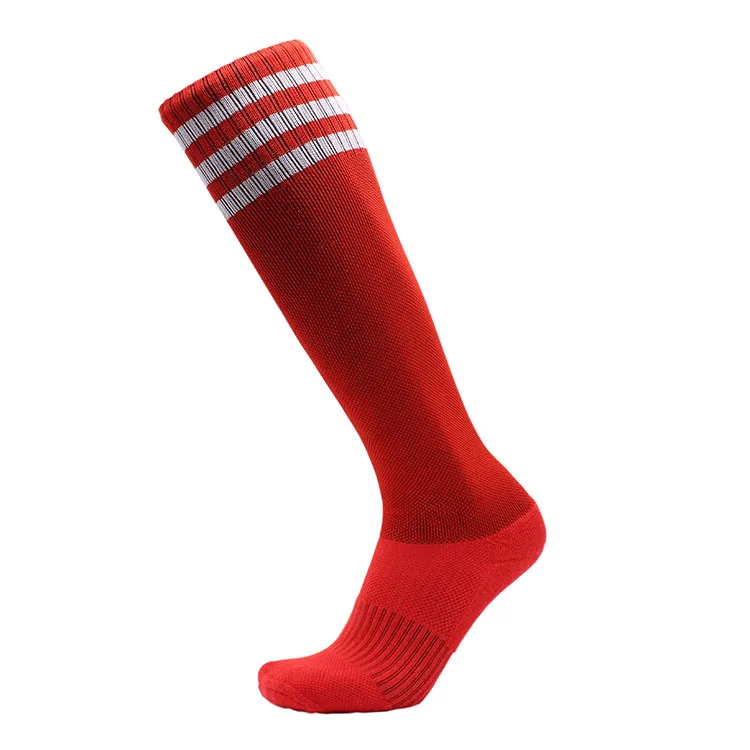 Полотенце с изображением футбольного мяча носки чулки мужские высокие носки дышащие противоскользящие нейлоновое полотенце хлопок футбол фабрика прямые спортивные носки - Цвет: Red