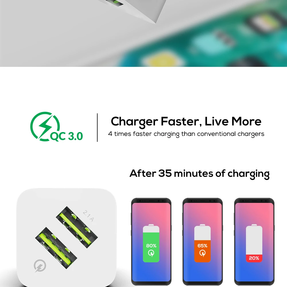 Двойной USB зарядное устройство для мобильного телефона настенное зарядное устройство светодиодный светящийся адаптер быстрой зарядки для iPhone Android планшет QC 3,0 ЕС адаптер питания