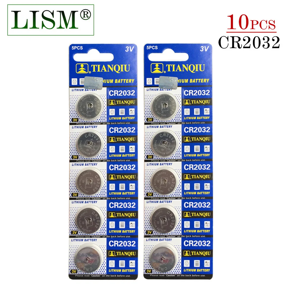 Hot 10pcs/2card CR2032 CR 2032 Lithium Li ion 3V Button Cell Coin