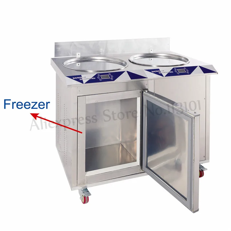 US $1.195.00 Electric Fried Ice Cream Machine 55cm 2 Pans Commercial Ice Cream Roll MakerBuiltin Freezer Stainless Steel Digital Control