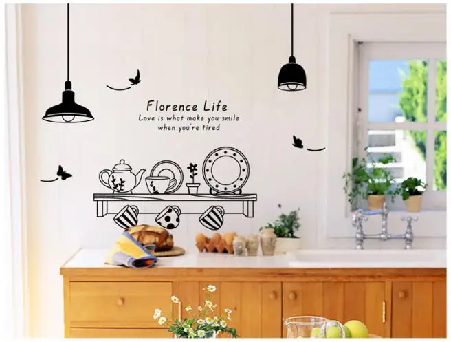 Warm and Romantic Black and White Chandelier Kitchen Wall Stickers Restaurant Kitchen Sofa Background Decoration Wall Stickers Warm and Romantic Black and White Chandelier Kitchen Wall Stickers Restaurant Kitchen Sofa Background Decoration Wall Stickers