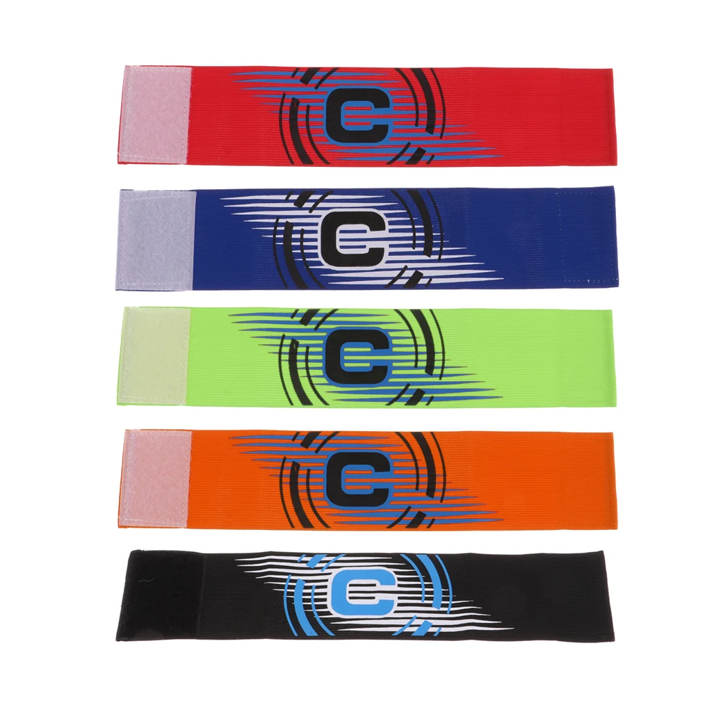 5 Pieces Football Soccer Captain Armband, Elastic Captains Armband for Adult Youth One Size, Stripe Design