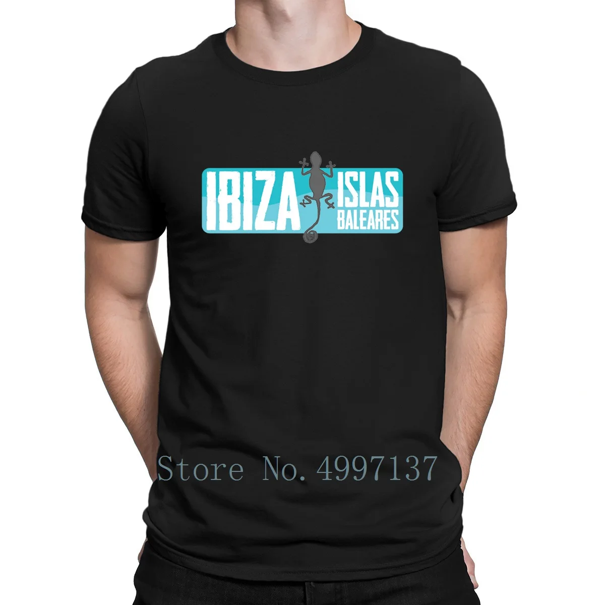 Ibiza ящерица синяя кружка футболка с коротким рукавом новый стиль вырез лодочкой