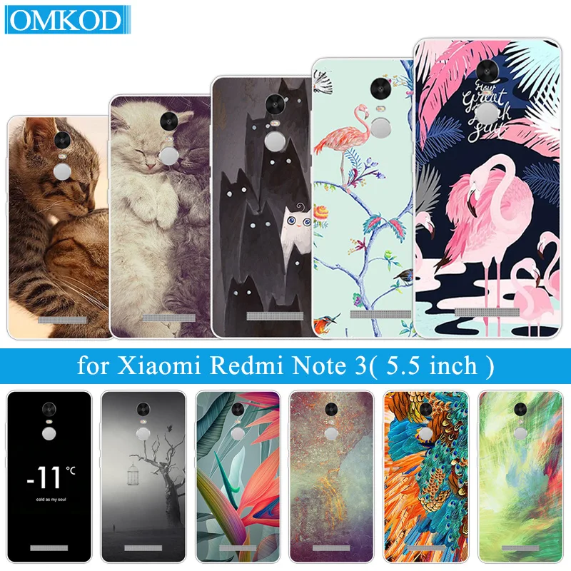 for Coque Xiaomi Redmi Note 3 Mobile Phone Cases Back Flamingos Black Cover Silicon Clear TPU Soft | Мобильные телефоны и