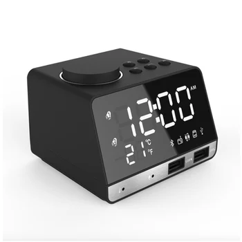 

Potable Bluetooth 4.2 Radio Alarm Clock Speaker With 2 USB LED Digital Alarm Clock Home Decoration Table Clock Home Office