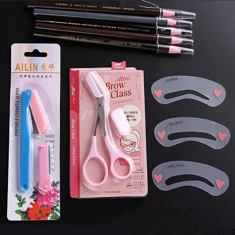 

1Set 6 PCS Cosmetics Kit Eyebrow Pencil Scissors Eyebrow Razor Thrush Card Eyebrow Set Make Up Tool
