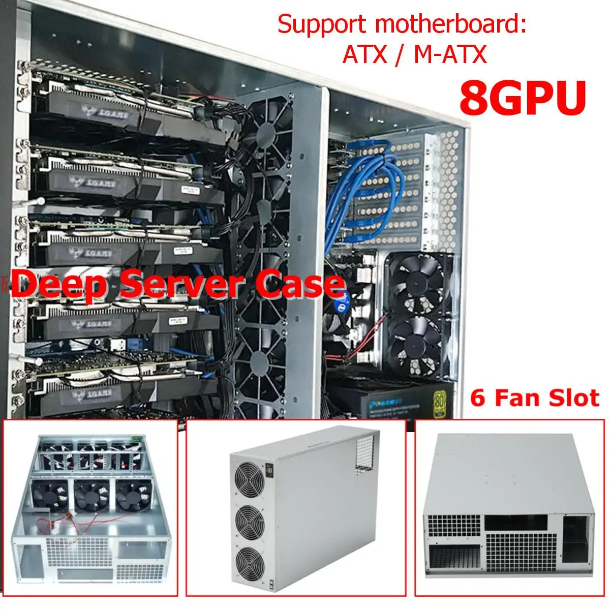 

8 GPU Crypto Coin Open Air Mining Server Frame Rig Graphics Case ETH Ethereum New Computer Power For BTC