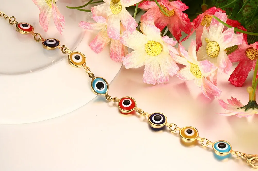 Винтажный Браслет evil eye золотого цвета из нержавеющей стали Хамса ручной регулируемый браслет для женщин Подарки, Прямая поставка. BR-326