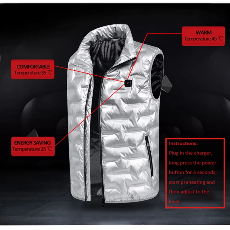 Зимние мужские куртки-пуховики с USB интеллектуальным подогревом без рукавов, парка, Мужская одежда, уличные теплые куртки, женские пальто