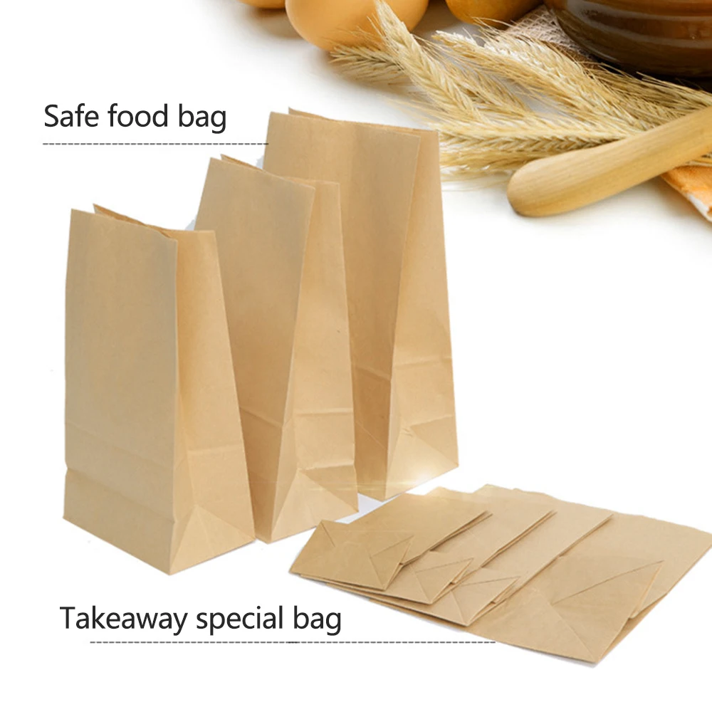 

100pc Kraft Paper Bag Baking Cake Oil-proof Food Bag Christmas Gift Advertising Biscuit Kitchen Baking Bag