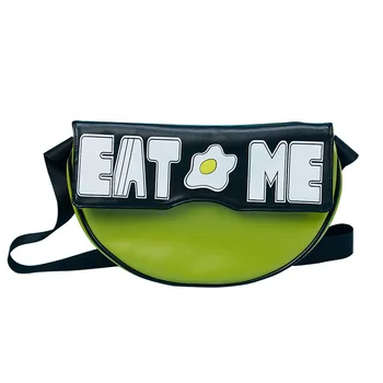 

Hot Selling Women PU Leather Green Hobos Bag With Fashion Cartoon Letters Printing Pattern Girl Korean Style Crossbody Bags F368